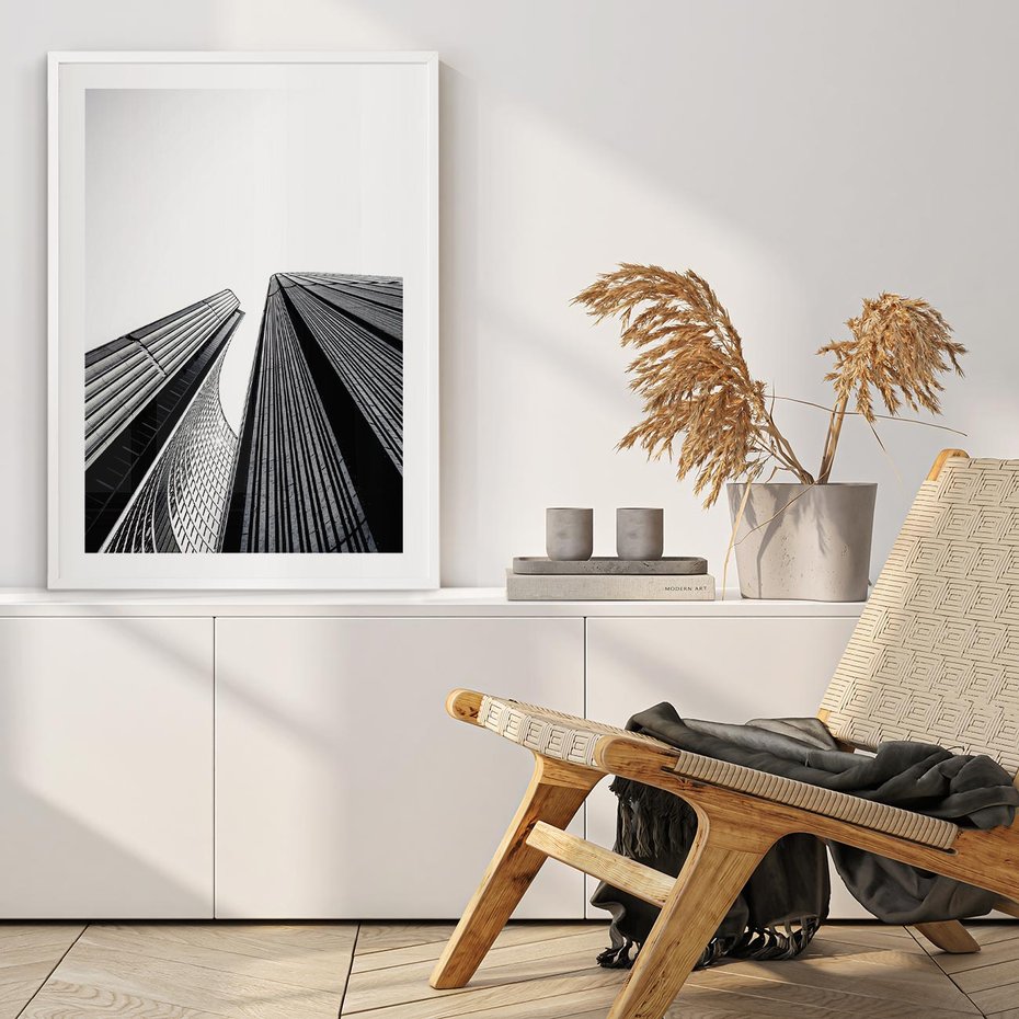 Plakat bez ramy 30x40 - Monochromatyczna Wizja - architektura, wysoki wieżowiec