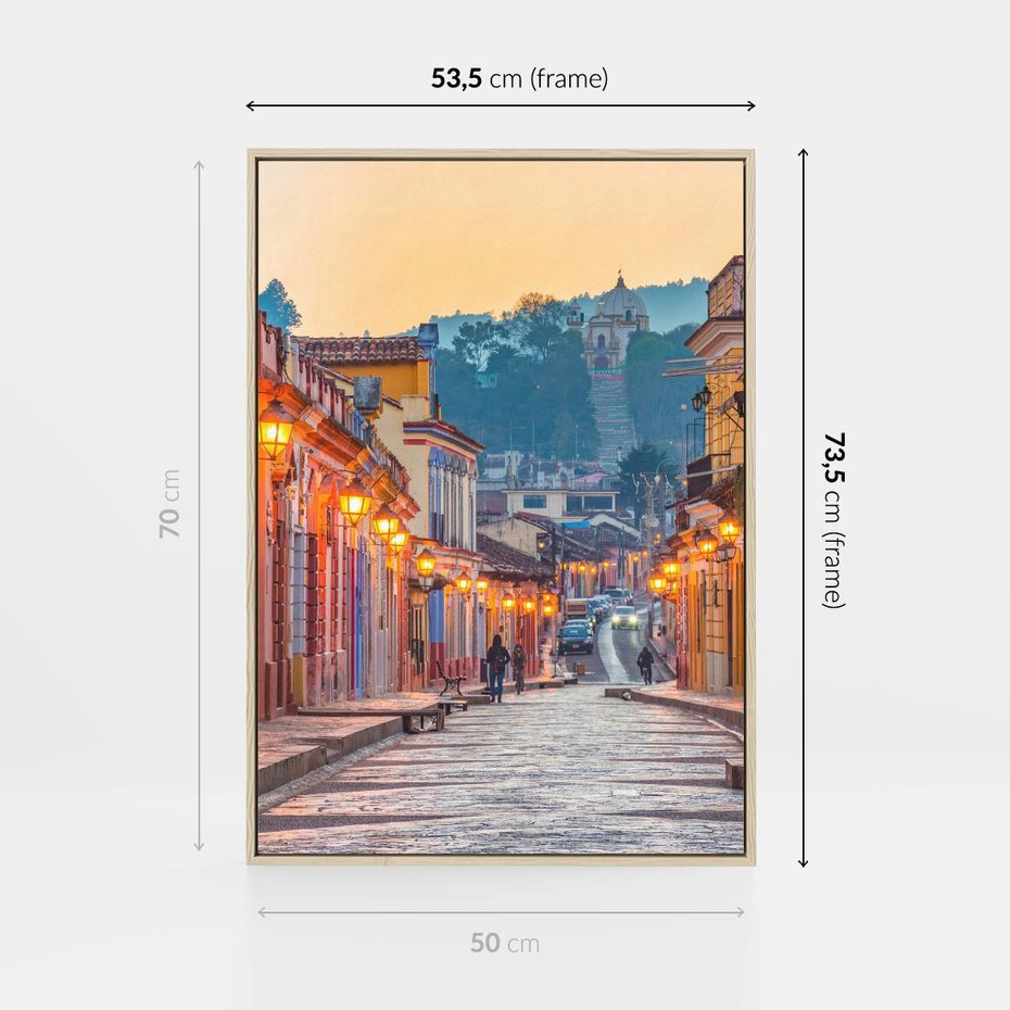 Obraz w ramie 50x70 - W stronę marzycielskich horyzontów - włoska uliczka, wieczór - rama drewno