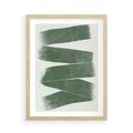 Plakat w ramie 50x70 - Zielone Refleksje - abstrakcja, zgaszony zielony kolor - rama drewno