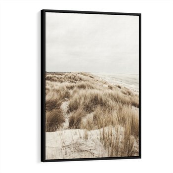Obraz w ramie 70x100 - Nadmorskie Wydmy - fotografia, kolory sepii - rama czarna