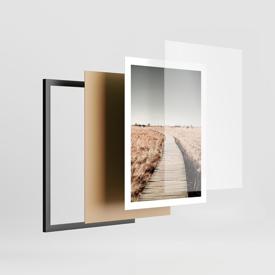 Plakat w ramie 50x70 - Spacer Ścieżką w Suchych Trawach - ścieżka wśród suchych traw - rama czarna