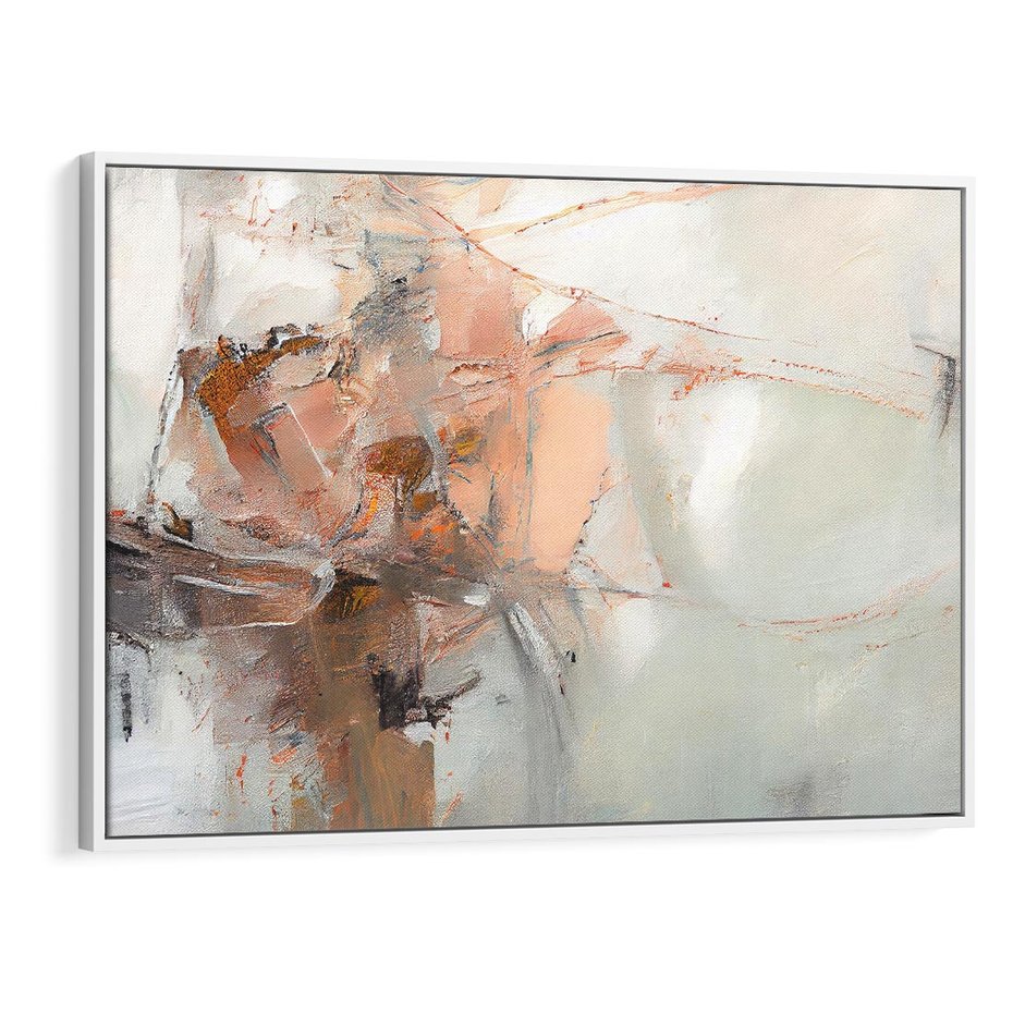 Obraz w ramie 70x50 - Taniec księżycowego pyłu - abstrakcja, tekstury farb - rama biała