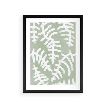 Plakat w ramie 30x40 - Oaza Zieleni - zielona abstrakcja, zgaszona zieleń - rama czarna