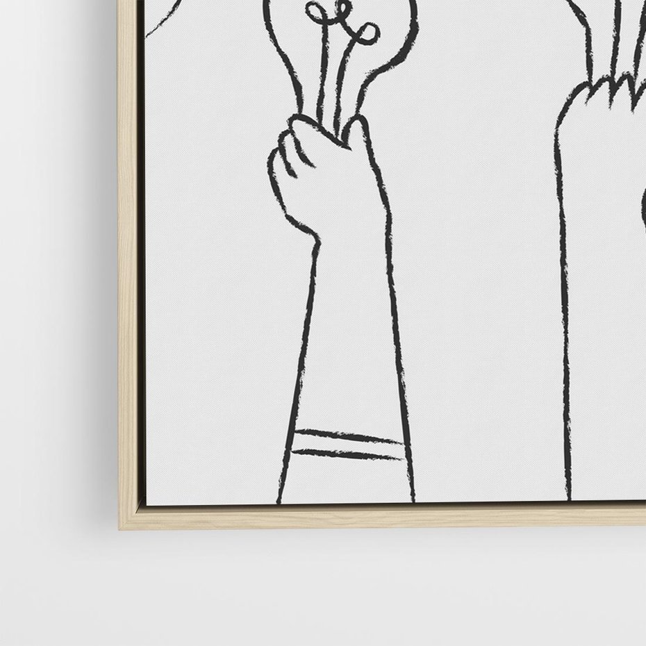 Obraz w ramie 50x50 - Idea w Rękach - szkic, grafika - rama drewno