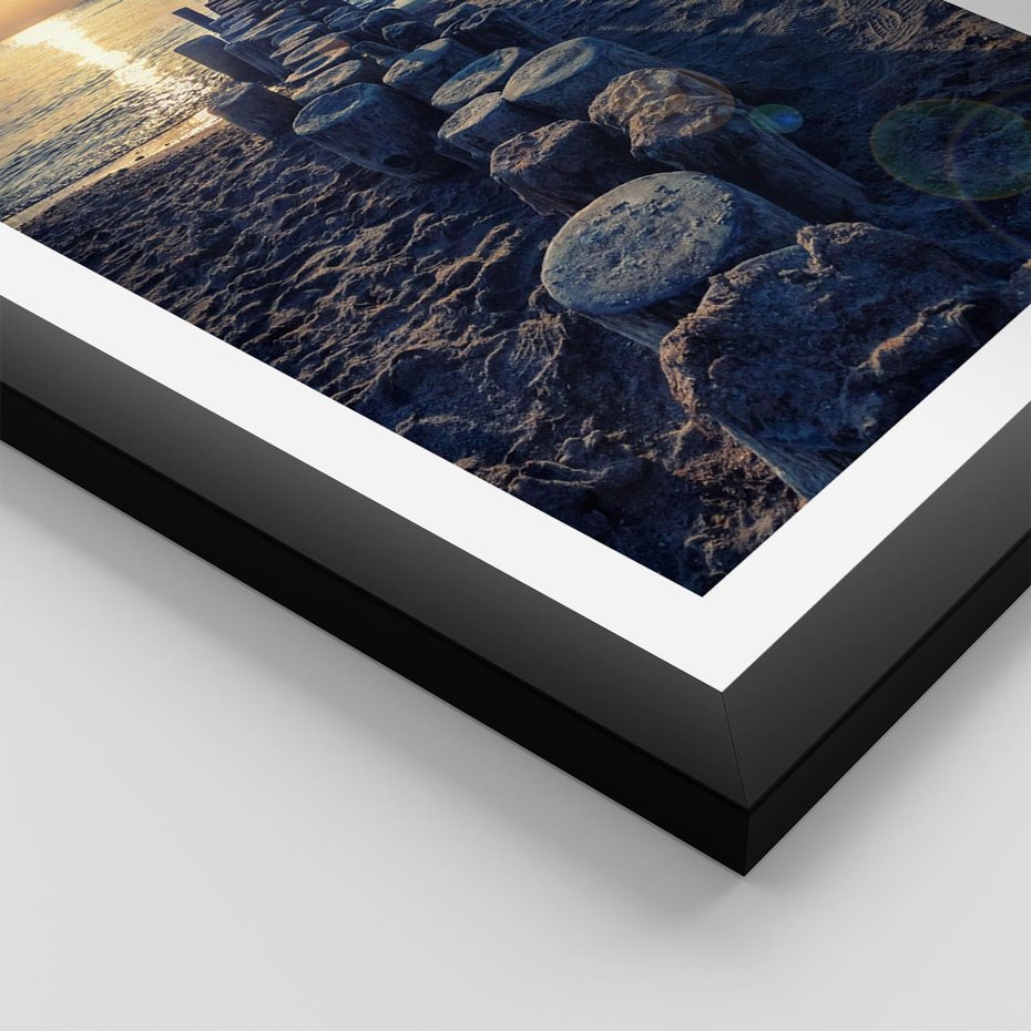 Plakat w ramie 50x70 - Zachód Słońca nad Morzem - morze, zachód - rama czarna