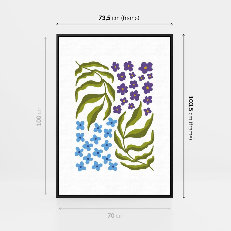 Obraz w ramie 70x100 - Księga Kształtów Bez Granic - kwiaty, sztuka nowoczesna - rama czarna