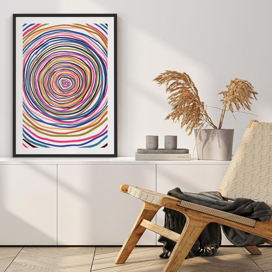 Plakat bez ramy 21x30 - Cyrkulująca Harmonia - kolorowe etniczne wzory, tęczowe żywe kolory