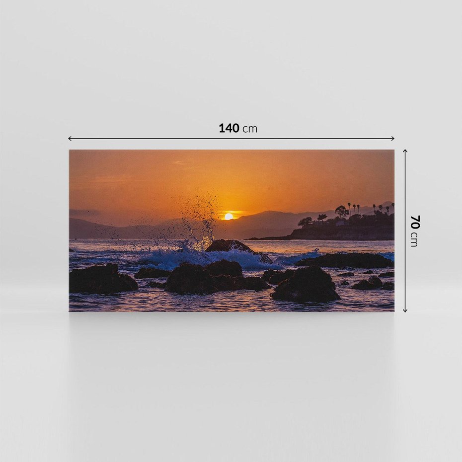 Obraz na płótnie 140x70 - Morze, fale i skały - morze, fale