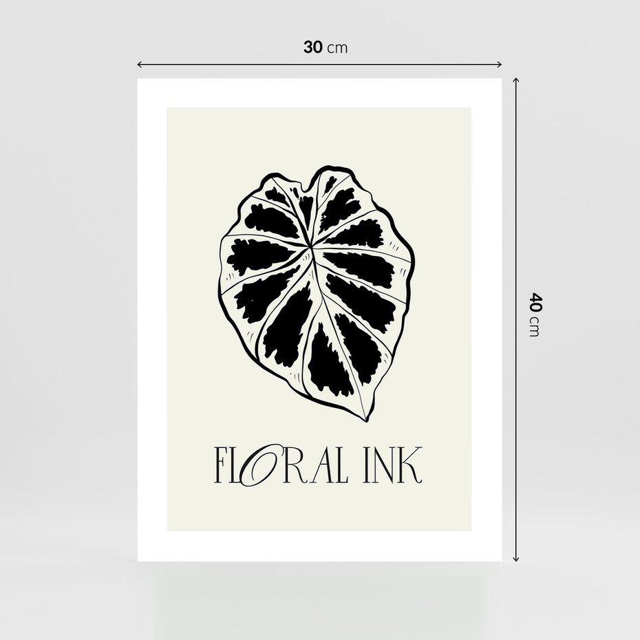 Plakat bez ramy 30x40 - Zapisane na liściach wspomnienia - liść, czarny kontur na jasnym tle