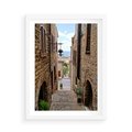 Plakat w ramie 50x70 - Perspektywa malowniczej uliczki - uliczka, perspektywa - rama biała
