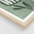 Plakat w ramie 50x70 - Objęcia Zieleni - zielona abstrakcja, zgaszona zieleń - rama drewno