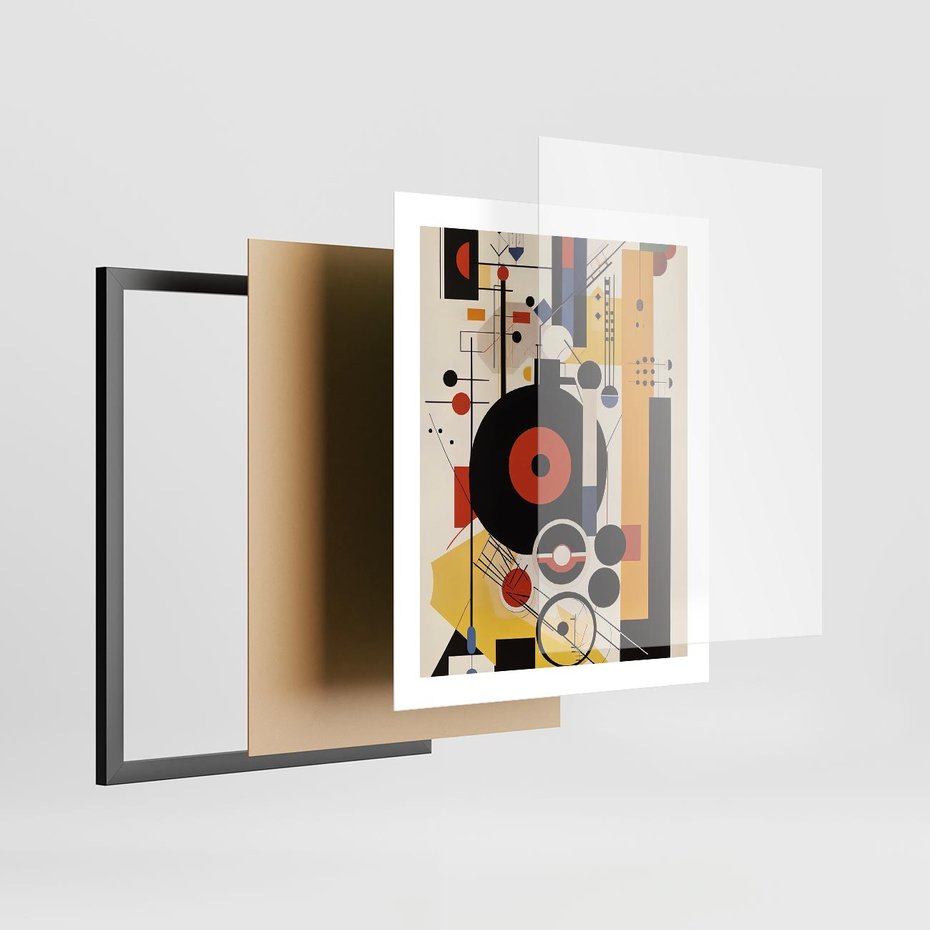 Plakat w ramie 40x50 - Wnętrza Refleksyjnego Światła - modernistyczny obraz, styl bauhaus - rama czarna