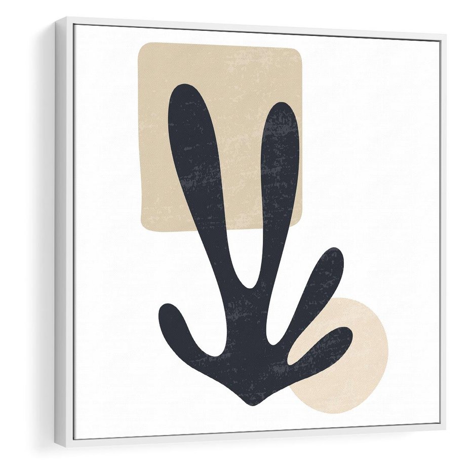 Obraz w ramie 50x50 - Granatowa Odsłona - minimalistyczna nowczesna grafika, styl matisse - rama biała