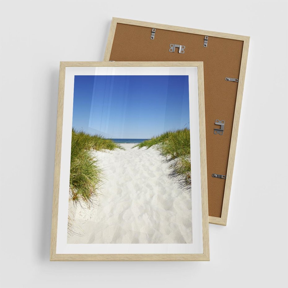 Plakat w ramie 50x70 - Relaks nad Morskimi Wzgórzami - plaża, wydmy - rama drewno
