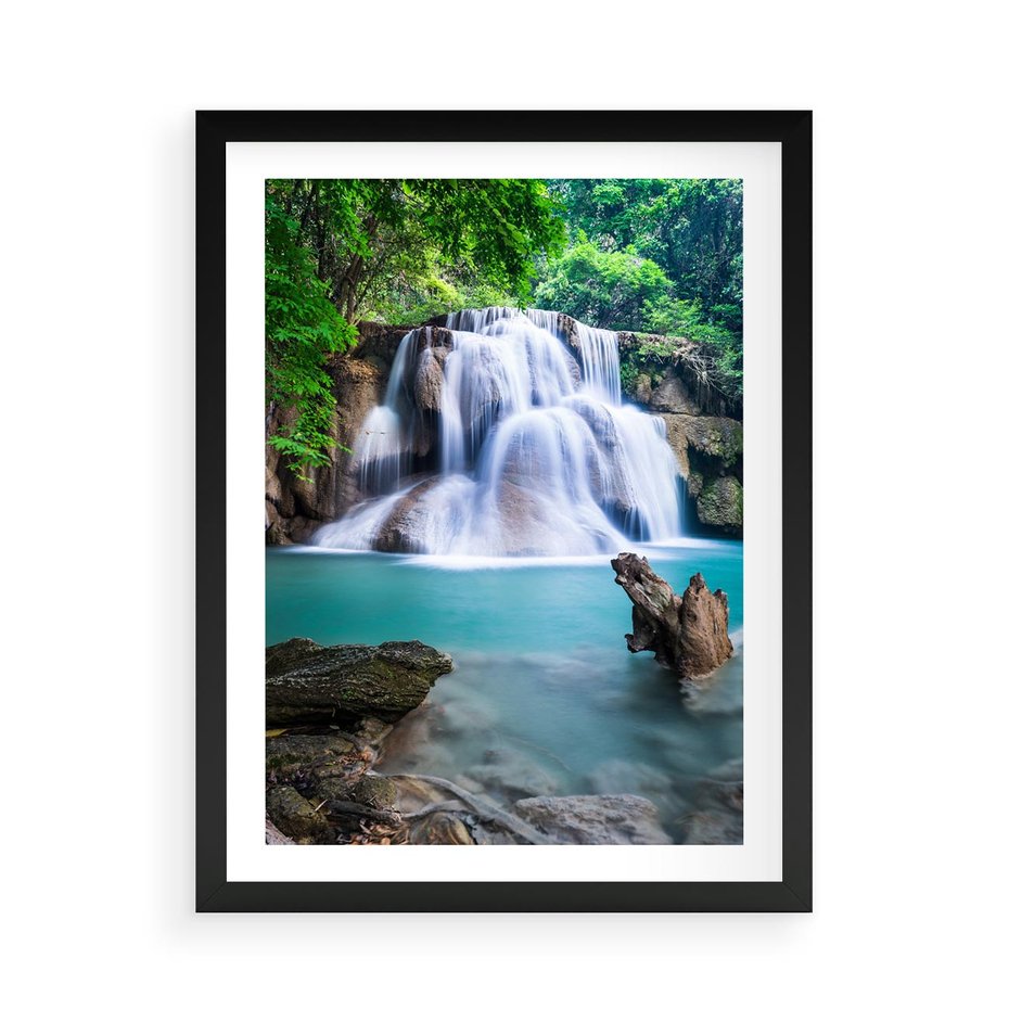 Plakat w ramie 50x70 - Abstrakcyjna nowoczesność - wodospad, woda - rama czarna