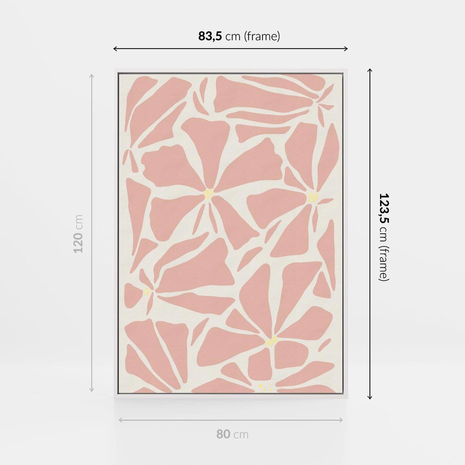 Obraz w ramie 80x120 - Akwarelowe Promienie - abstrakcyjne boho kwiaty, kompozycja - rama biała