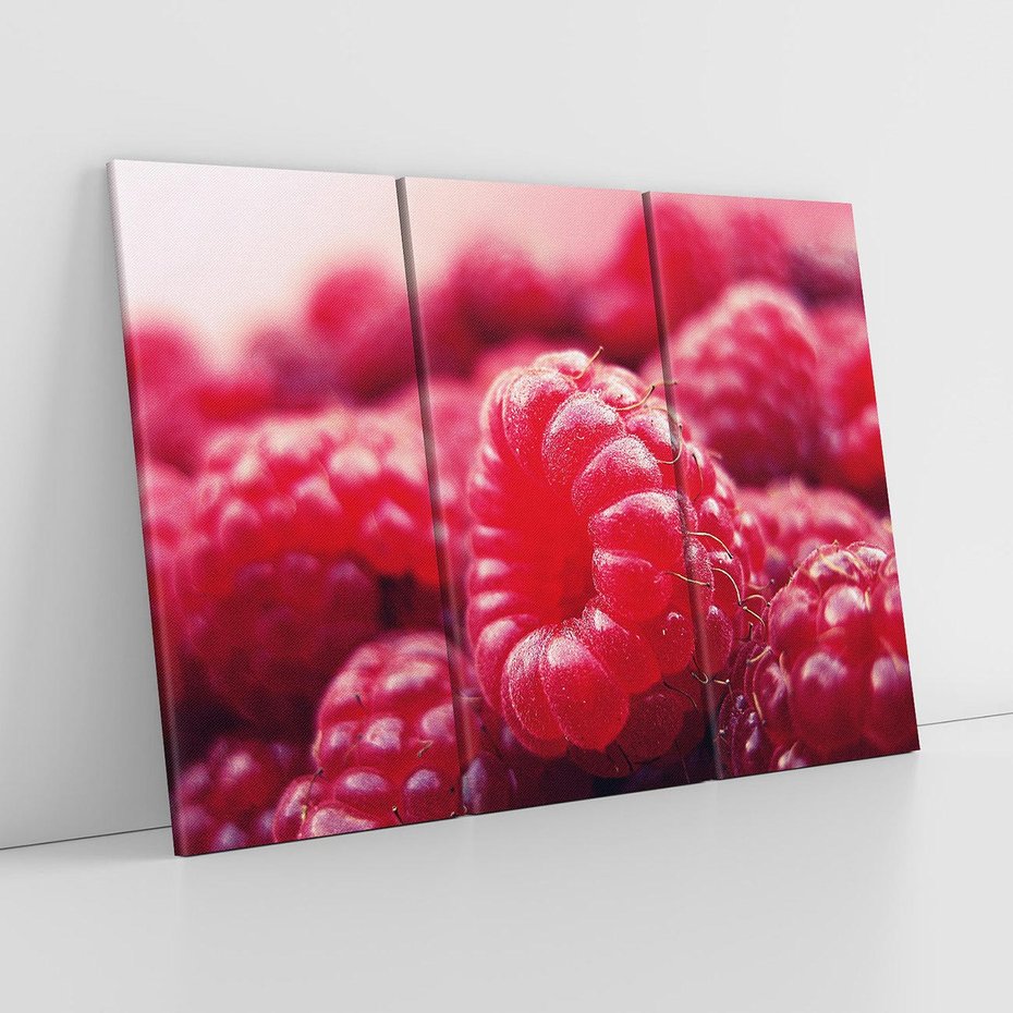 Obraz na płótnie 120x80 - Maliny Soczysta Eksplozja - maliny, owoce