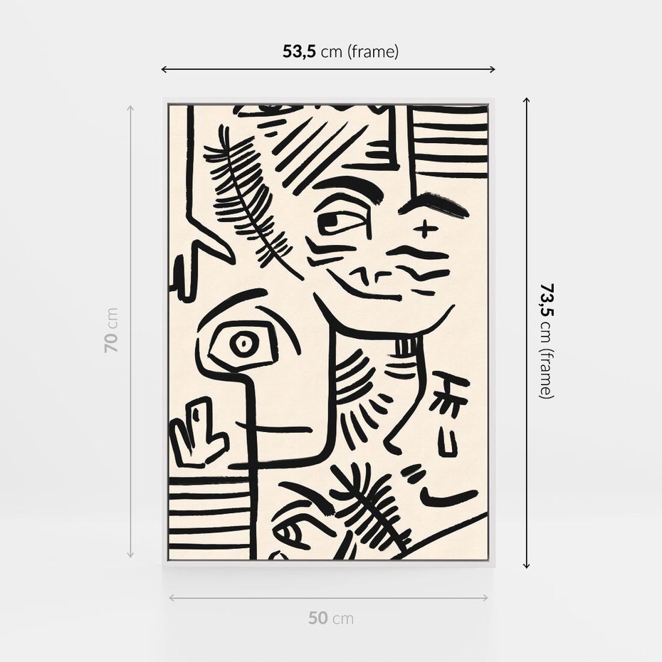 Obraz w ramie 50x70 - Ekspresyjne Odbicia Współczesności - abstrakcyjna grafika, minimalizm - rama biała