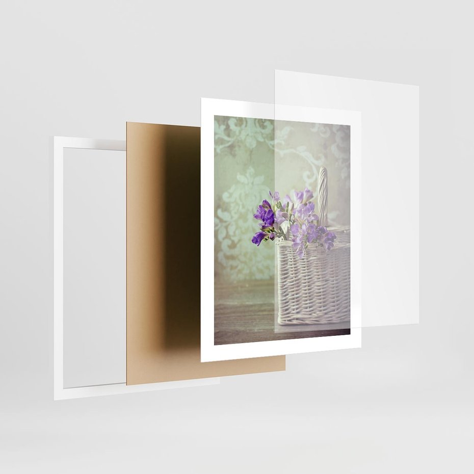 Plakat w ramie 40x50 - Kwiatowy koszyk - kwiaty, koszyk - rama biała