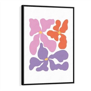 Obraz w ramie 50x70 - Bezgraniczne Wibracje - abstrakcyjne kolorowe kwiaty, minimlizm - rama czarna