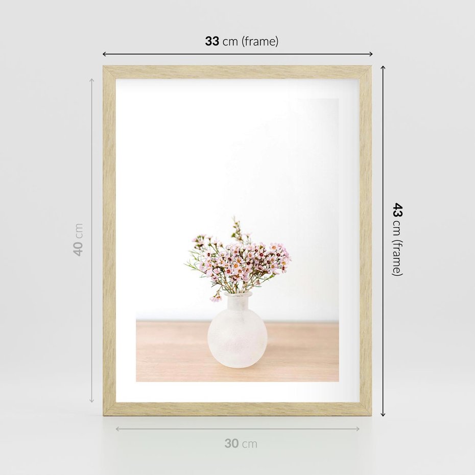 Plakat w ramie 30x40 - Kwiaty w Minimalistycznym Wazonie - kwiaty, wazon - rama drewno