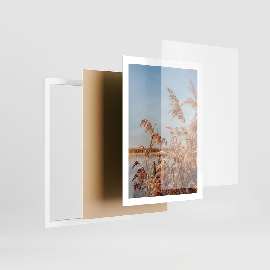 Plakat w ramie 50x70 - Wyraz Stylu - trawy, boho - rama biała