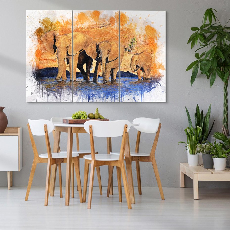 Obraz na płótnie 120x80 - Majsestatyczne Wielkie ssaski - słonie, zwierzęta