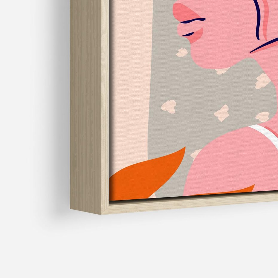 Obraz w ramie 50x50 - Kobieca Esencja - nowoczesny plakat, styl retro - rama drewno