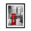 Plakat w ramie 50x70 - Budka telefoniczna w Londynie - budka, Londyn - rama czarna