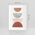 Plakat w ramie 50x70 - Geometryczna Harmonia w Brązach i Beżach - geometryczne kształty, brązy i beże - rama biała