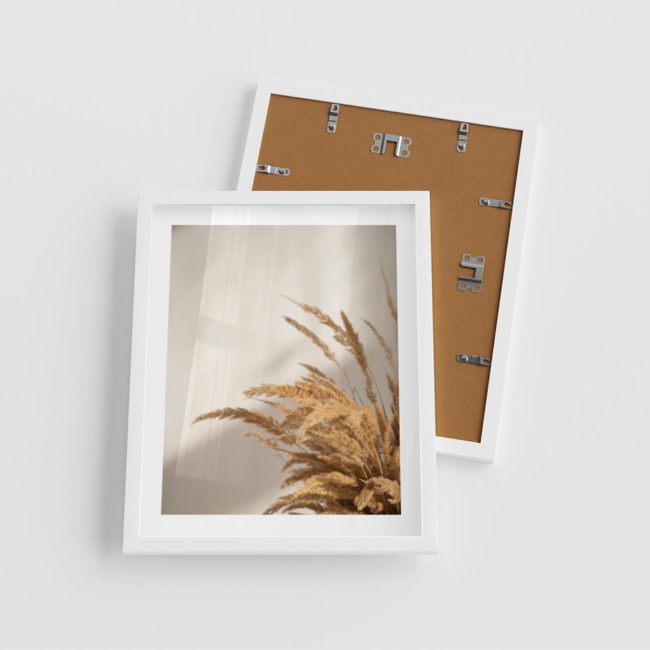 Plakat w ramie 40x50 - Swobodne trawy boho - boho, suche - rama biała