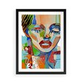 Plakat w ramie 50x70 - Kolorowe Formy - abstrakcyjny portret kobiety, twarz - rama czarna