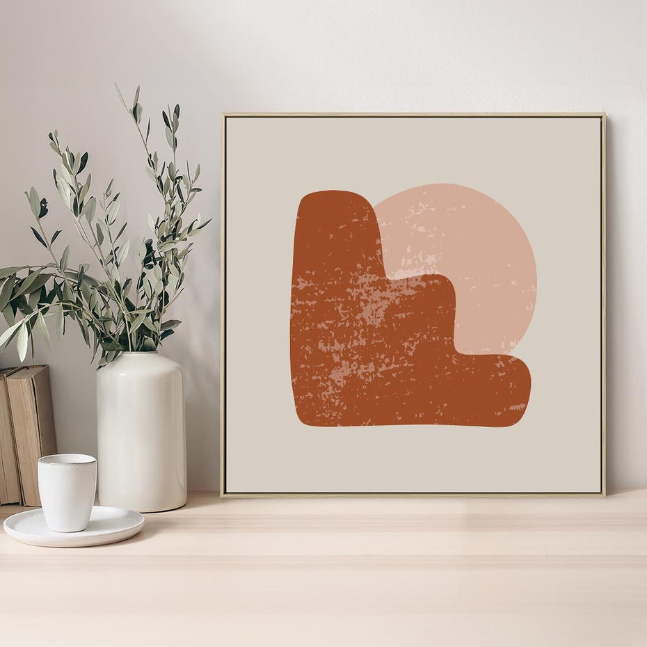 Obraz w ramie 50x50 - Przenikanie Granic - nowoczesny plakat, abstrakcyjne kształty - rama drewno