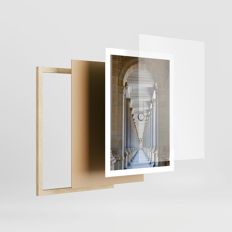 Plakat w ramie 50x70 - Kolumny Czasu - architektura, kolumny - rama drewno