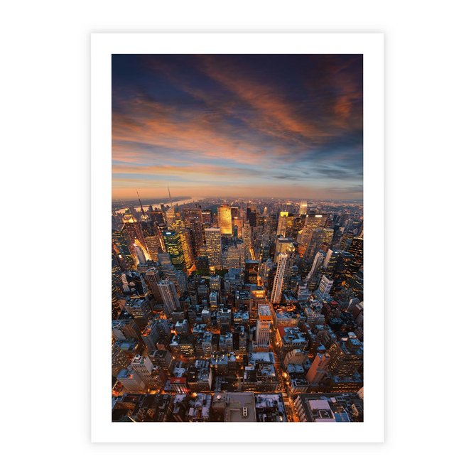 Plakat bez ramy 21x30 - Miasto wieżowców w perspektywie - miasto, wieżowce