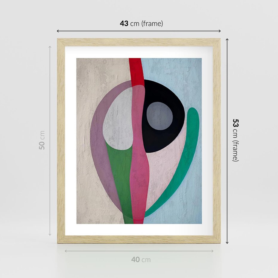 Plakat w ramie 40x50 - Wibracje Kolorów Marzeń - abstrakcyjne dziwne kształty, olejny obraz - rama drewno
