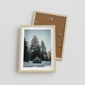 Plakat w ramie 30x40 - Chatka w Górach w Czasie Zimy - chatka w górach, zima - rama drewno