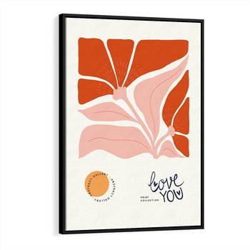 Obraz w ramie 50x70 - Miłość w Kwiatowym Sercu - kwiaty, miłość - rama czarna