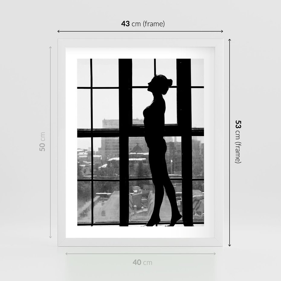 Plakat w ramie 40x50 - Piękno Kobiecej Formy - retro zdjęcie, czarno białe - rama biała