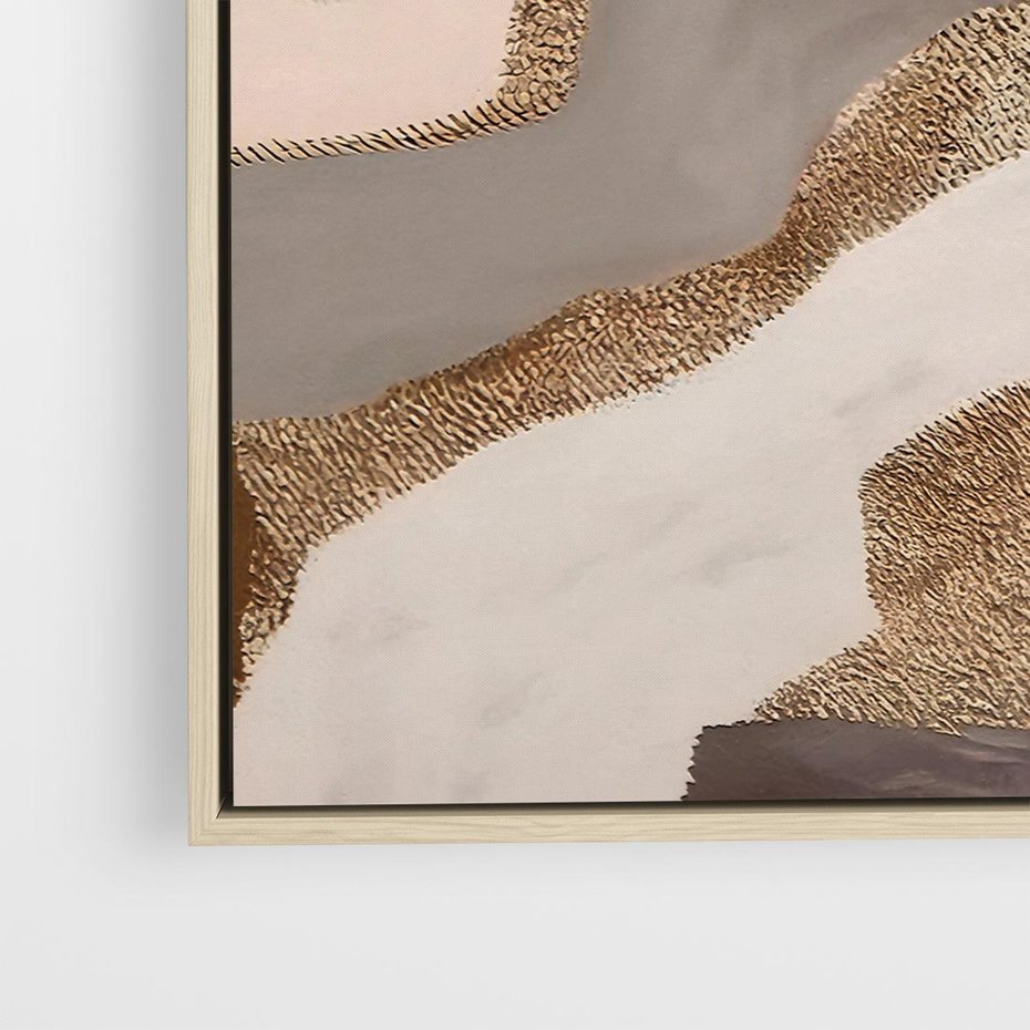 Obraz w ramie 80x80 - Płynne Fale - abstrakcja, neutralne kolory - rama drewno