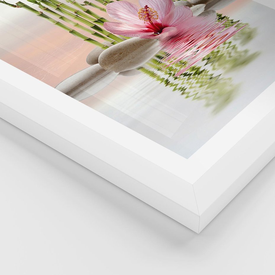 Plakat w ramie 40x50 - Harmonia i relaks - spa, bambus - rama biała