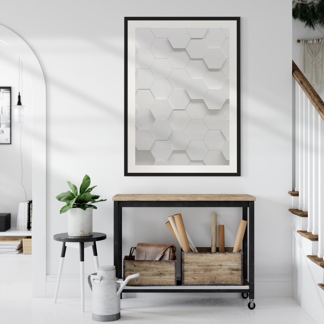 Plakat w ramie 50x70 - Intrygujący Wymiar - geometria, 3D - rama czarna