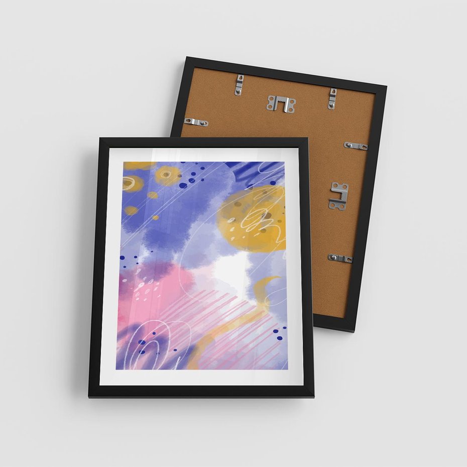 Plakat w ramie 40x50 - Rozbijające Plamy - abstrakcyjny plakat, pastelowe kolory - rama czarna