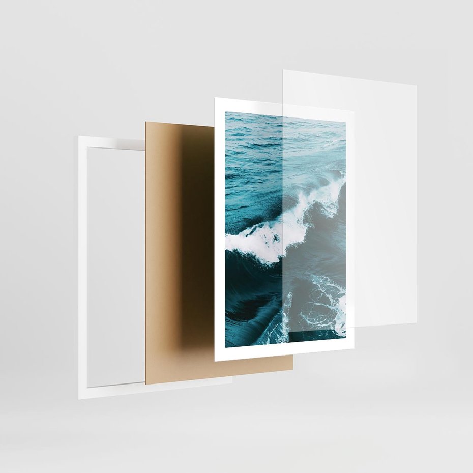 Plakat w ramie 50x70 - Wibracje Oceanu - turkusowy ocean, fale - rama biała