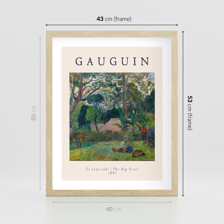 Plakat w ramie 40x50 - Gauguin: Reprodukcja i Typografia - Gauguin, reprodukcja - rama drewno