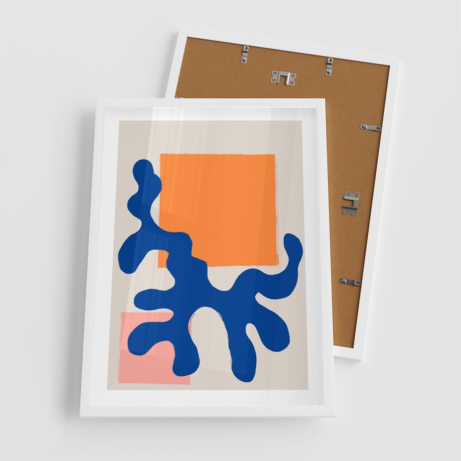 Plakat w ramie 50x70 - Bezczasowe Pastelowe Plamy - abstrakcja, nowoczesny plakat - rama biała