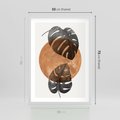 Plakat w ramie 50x70 - Elegancja w Detalach: Miedziane Koło z Monsterą - grafika, miedziane koło - rama biała
