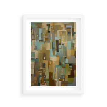 Plakat w ramie 50x70 - Kolorowe Wyobrażenia - abstrakcyjny obraz, mnogość kolorów - rama biała