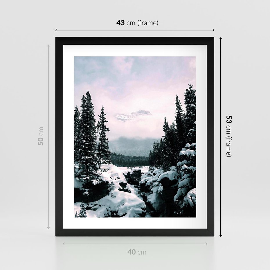 Plakat w ramie 40x50 - Zimowe Góry - zimowy krajobraz, góry - rama czarna