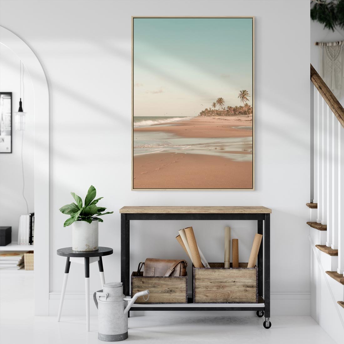 Obraz w ramie 80x120 - Ukojenie na Plaży - fotografia, rajska plaża - rama drewno